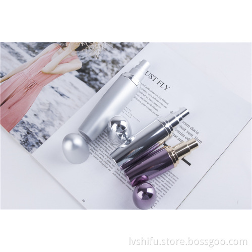 Shiny Silver Pump Plastic Cosmetic Vacuum Bottle
